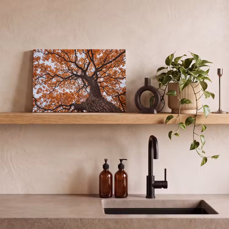 Canvas schilderij - Boom - Bladerdak - Herfst - Oranje - Sfeervol — 3
