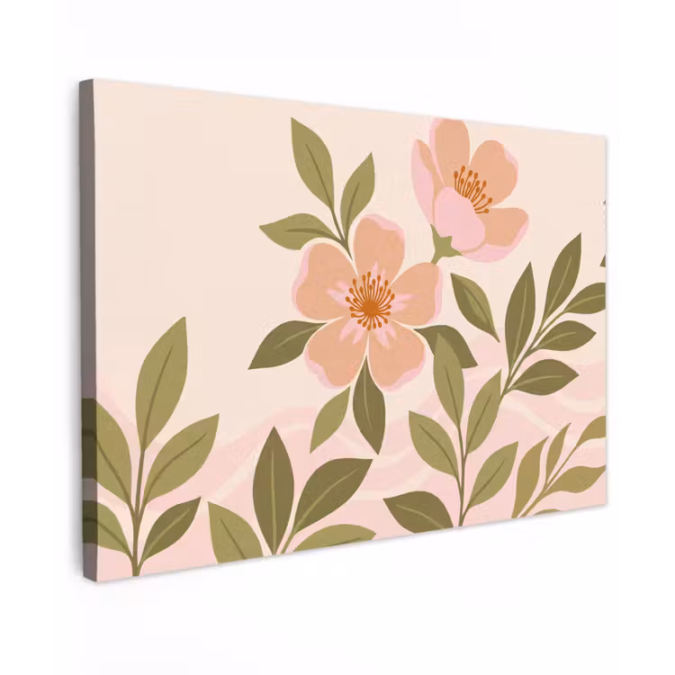Canvas schilderij - Grafisch - Bloemen - Roze — 1