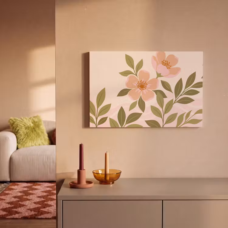 Canvas schilderij - Grafisch - Bloemen - Roze — 2