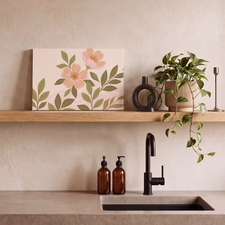 Canvas schilderij - Grafisch - Bloemen - Roze — 3