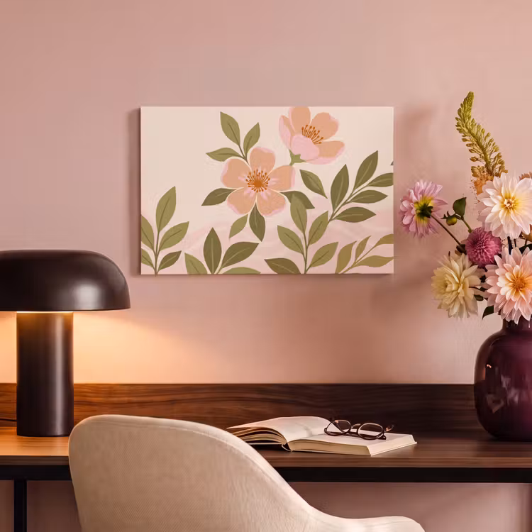 Canvas schilderij - Grafisch - Bloemen - Roze — 4