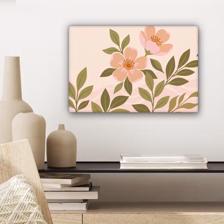 Canvas schilderij - Grafisch - Bloemen - Roze — 5