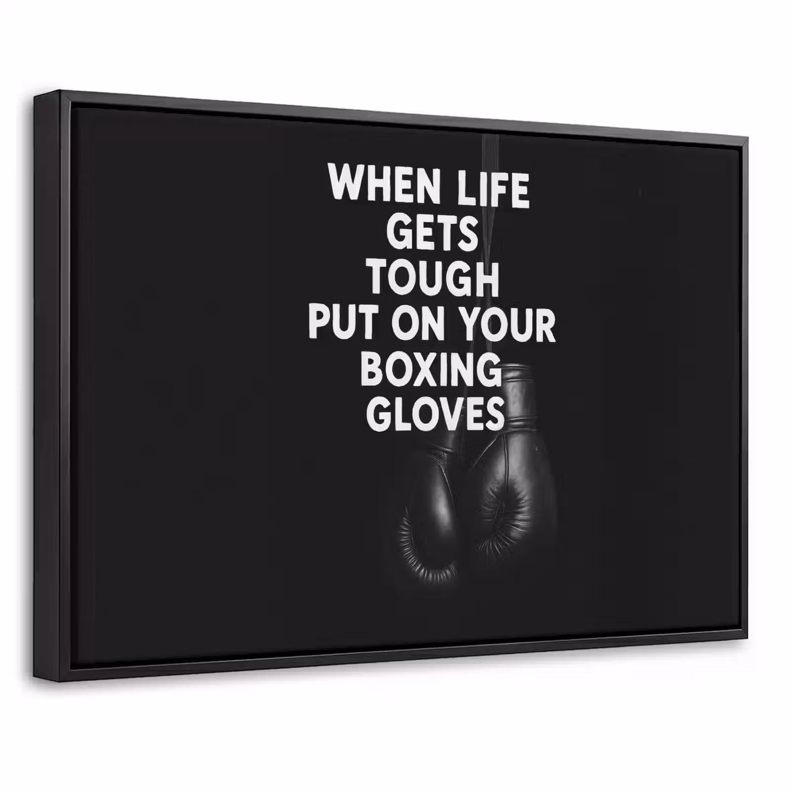 Canvas met lijst - Tekst - Bokshandschoenen - Wit — 1