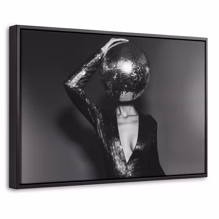 Canvas met lijst - Discobal - Gezicht - Glamour - Zwart — 1