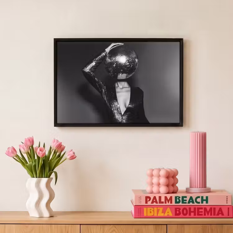 Canvas met lijst - Discobal - Gezicht - Glamour - Zwart — 8