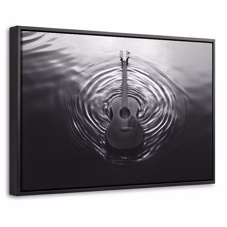 Canvas met lijst - Gitaar - Hout - Water — 1