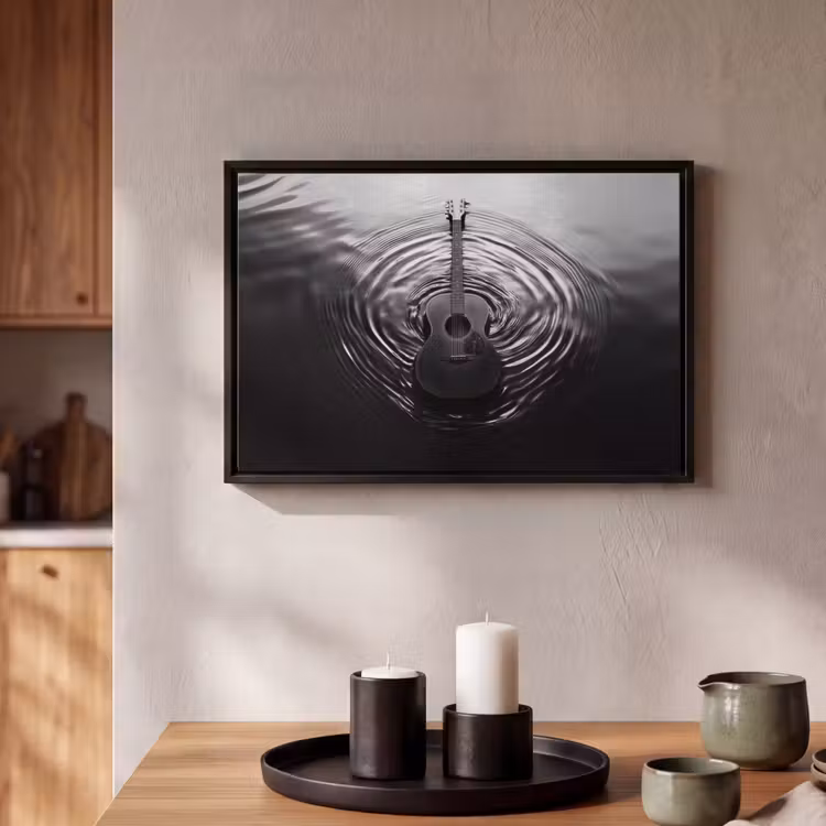 Canvas met lijst - Gitaar - Hout - Water — 2