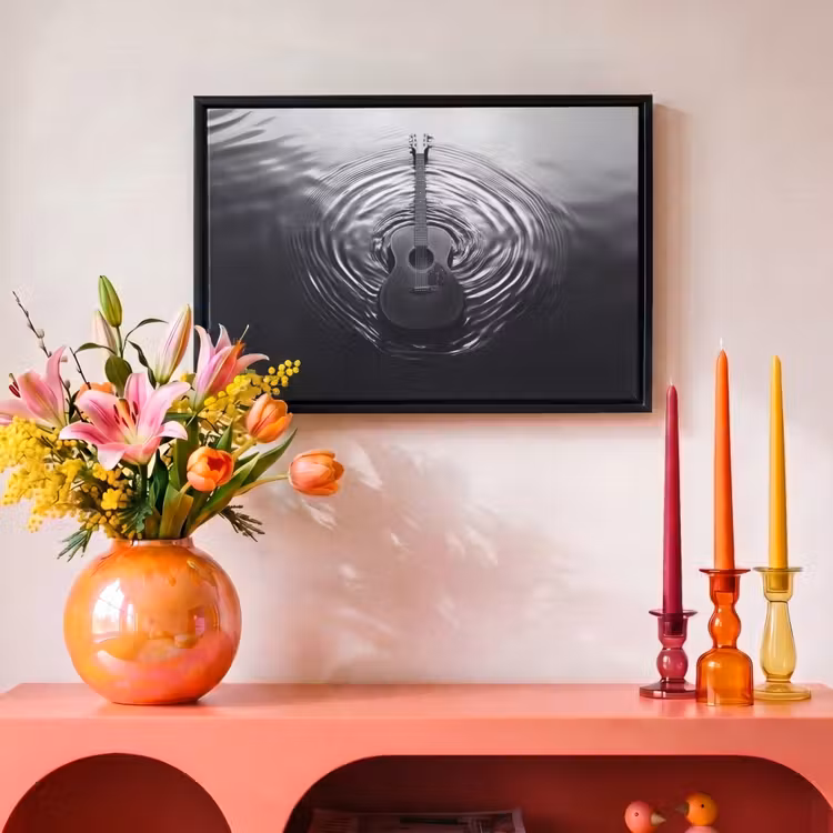Canvas met lijst - Gitaar - Hout - Water — 4
