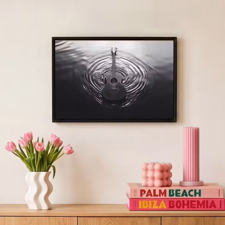 Canvas met lijst - Gitaar - Hout - Water — 8