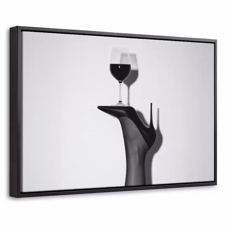 Canvas met lijst - Hak - Wijn - Minimalistisch - Zwart — 1