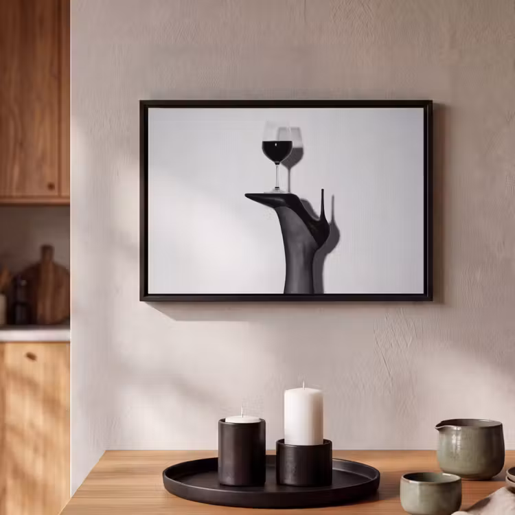Canvas met lijst - Hak - Wijn - Minimalistisch - Zwart — 2