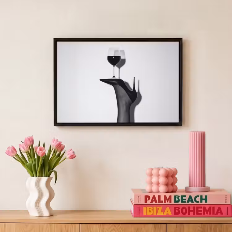 Canvas met lijst - Hak - Wijn - Minimalistisch - Zwart — 8