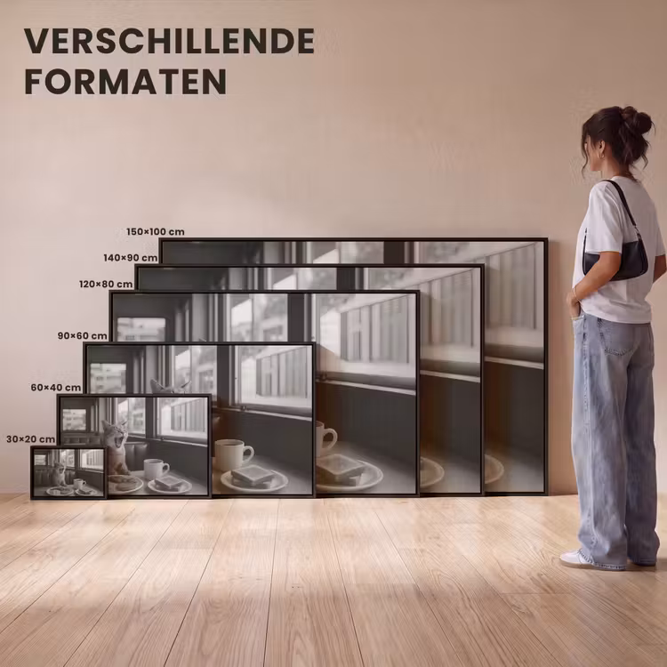Canvas met lijst - Kat - Koffie - Brood - Zwart — 7