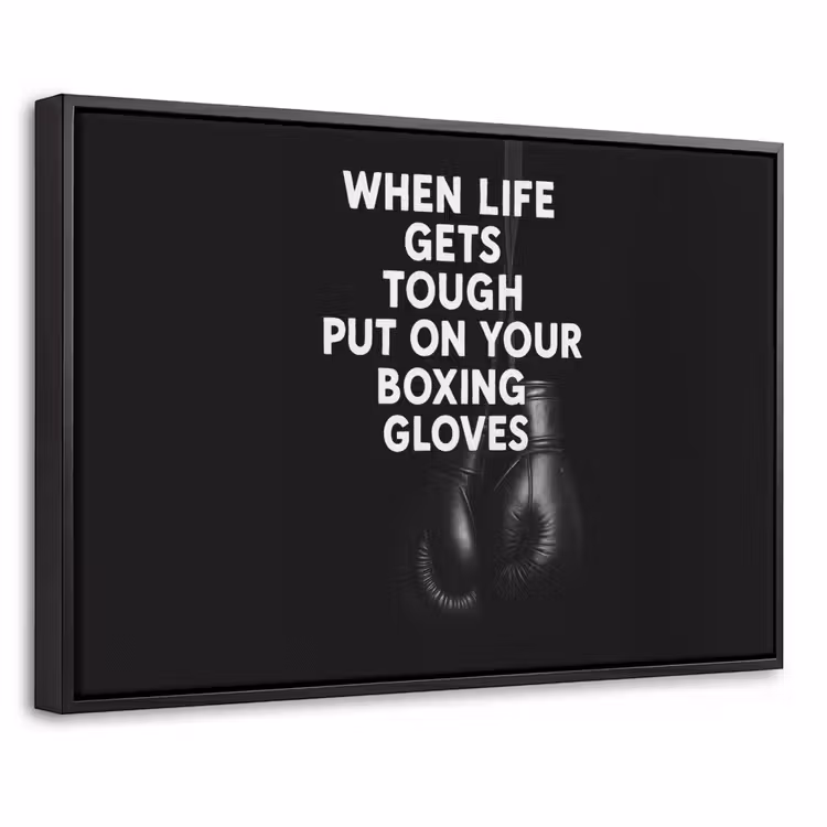 Canvas met lijst - Tekst - Bokshandschoenen - Wit — 1
