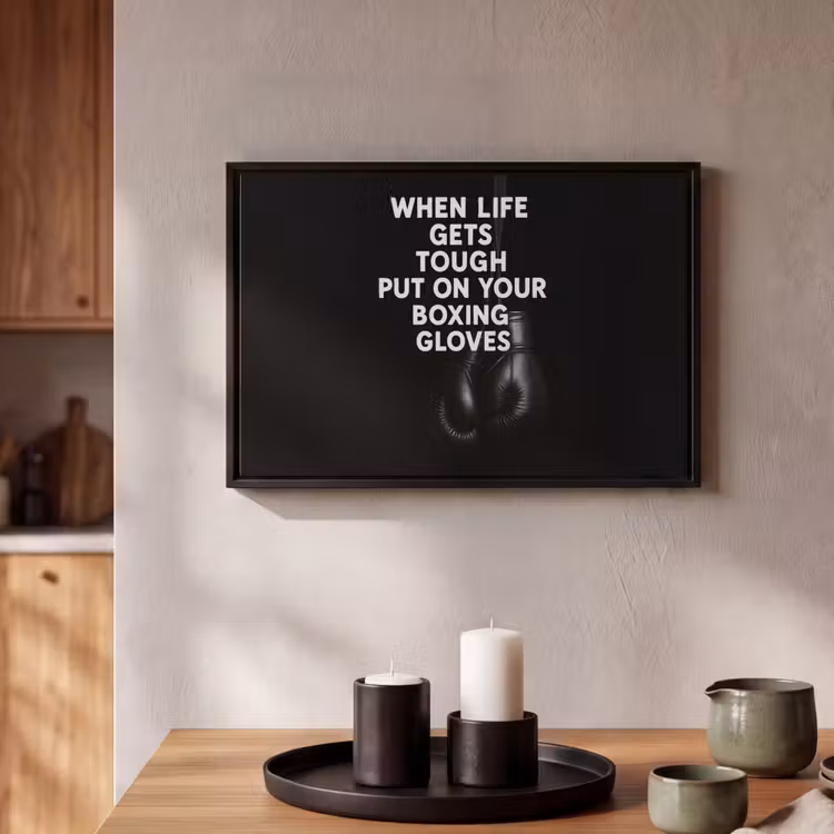 Canvas met lijst - Tekst - Bokshandschoenen - Wit — 2