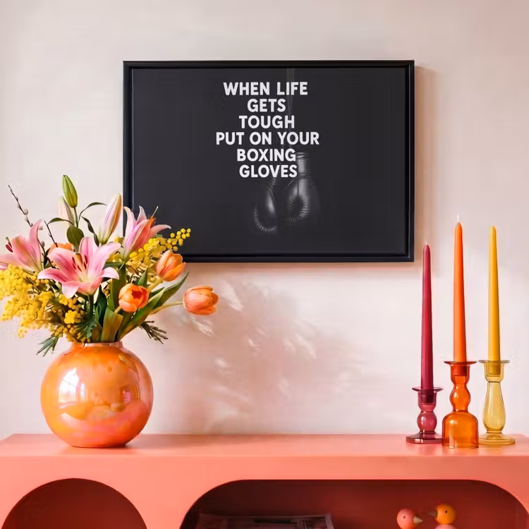 Canvas met lijst - Tekst - Bokshandschoenen - Wit — 4
