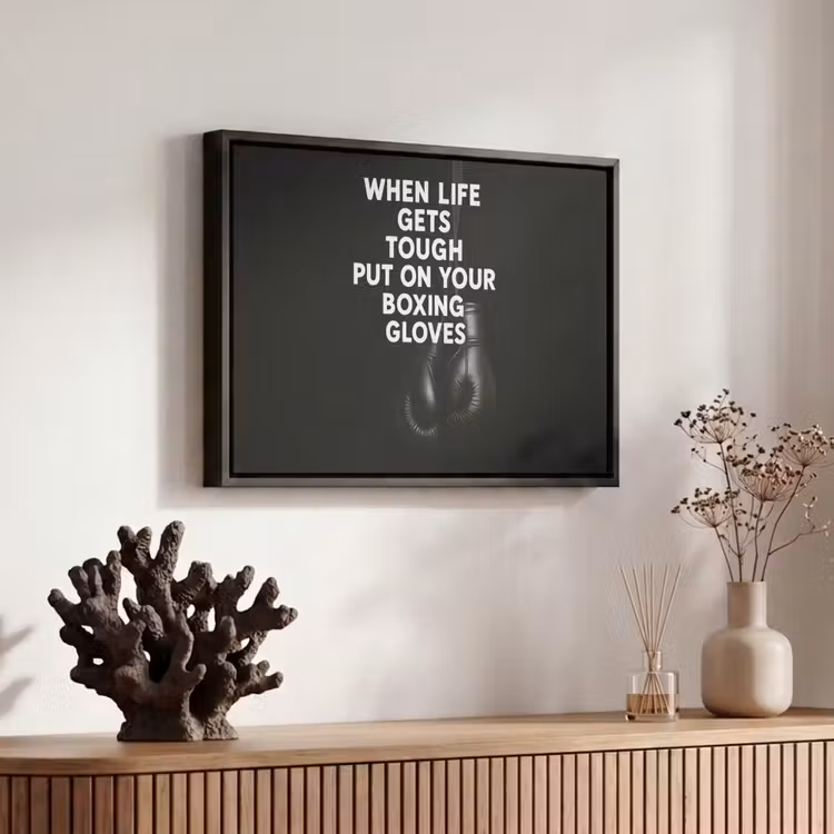 Canvas met lijst - Tekst - Bokshandschoenen - Wit — 6