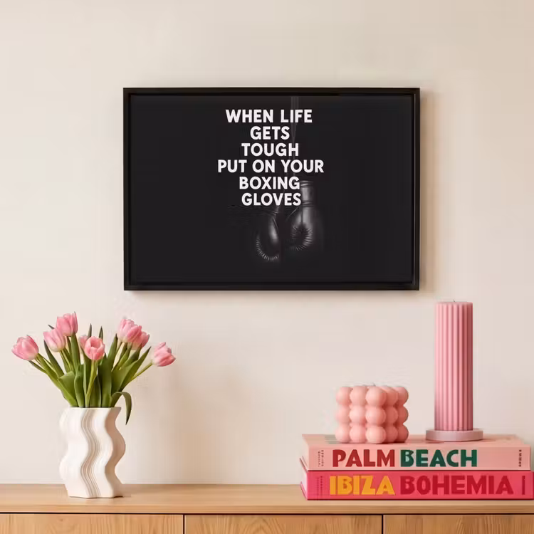 Canvas met lijst - Tekst - Bokshandschoenen - Wit — 8