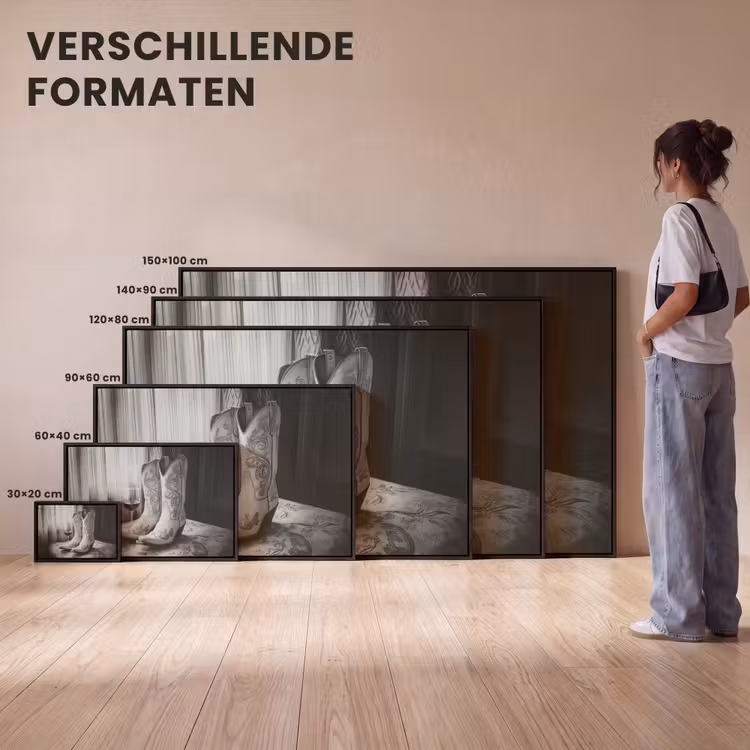 Canvas met lijst - Wijn - Cowboylaarzen - Raamlicht - Wit — 7