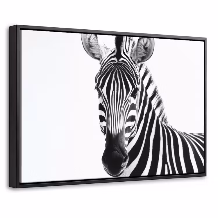 Canvas met lijst - Zebra - Close-up - Zwart - Strepen — 1