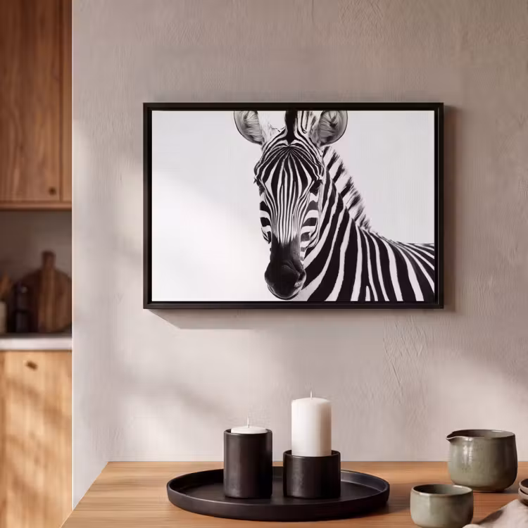 Canvas met lijst - Zebra - Close-up - Zwart - Strepen — 2