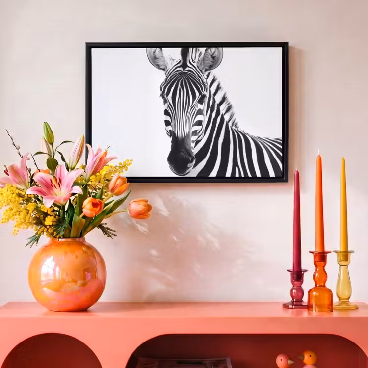 Canvas met lijst - Zebra - Close-up - Zwart - Strepen — 4