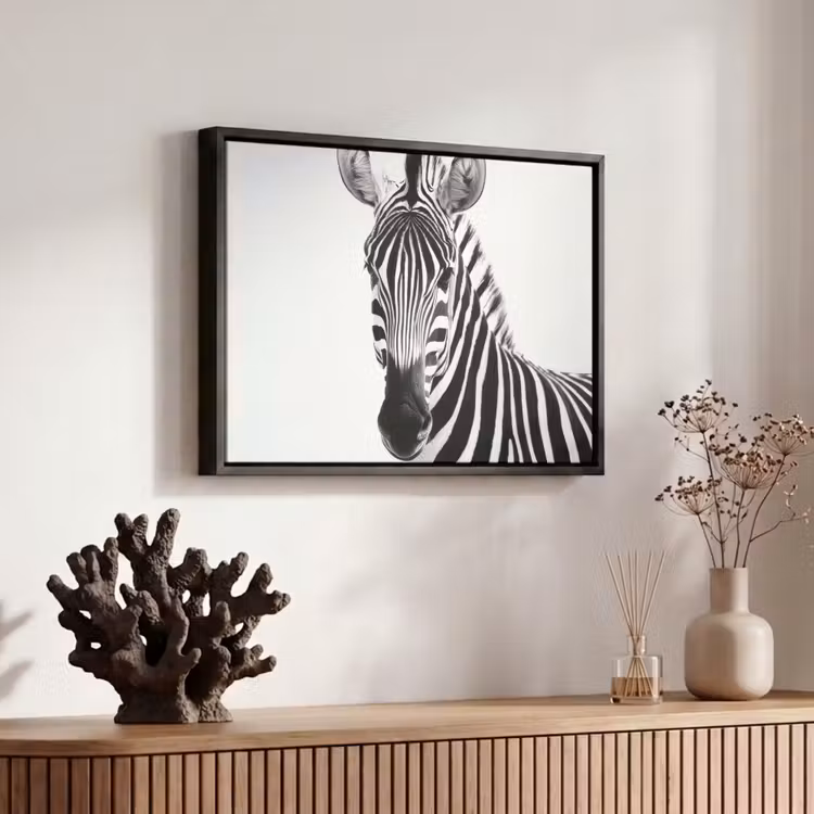 Canvas met lijst - Zebra - Close-up - Zwart - Strepen — 6
