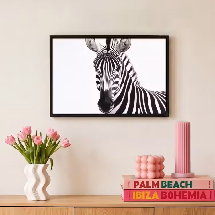 Canvas met lijst - Zebra - Close-up - Zwart - Strepen — 8