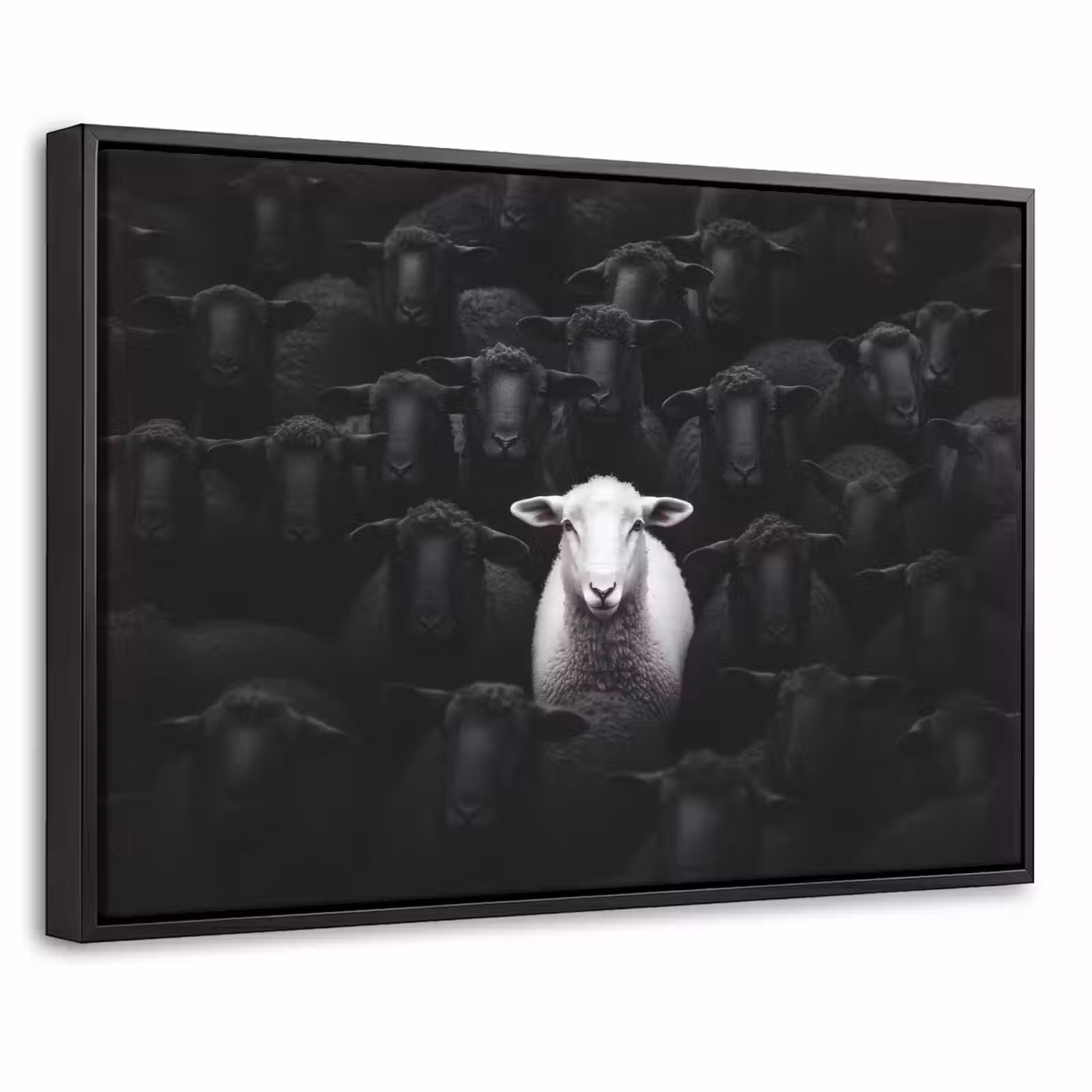 Canvas met lijst - Schapen - Wit - Duisternis — 1