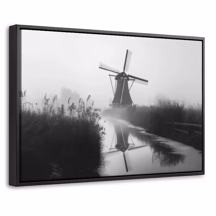 Canvas met lijst - Molen - Weerspiegeling - Landschap - Water — 1