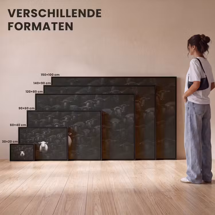 Canvas met lijst - Schapen - Wit - Duisternis — 7
