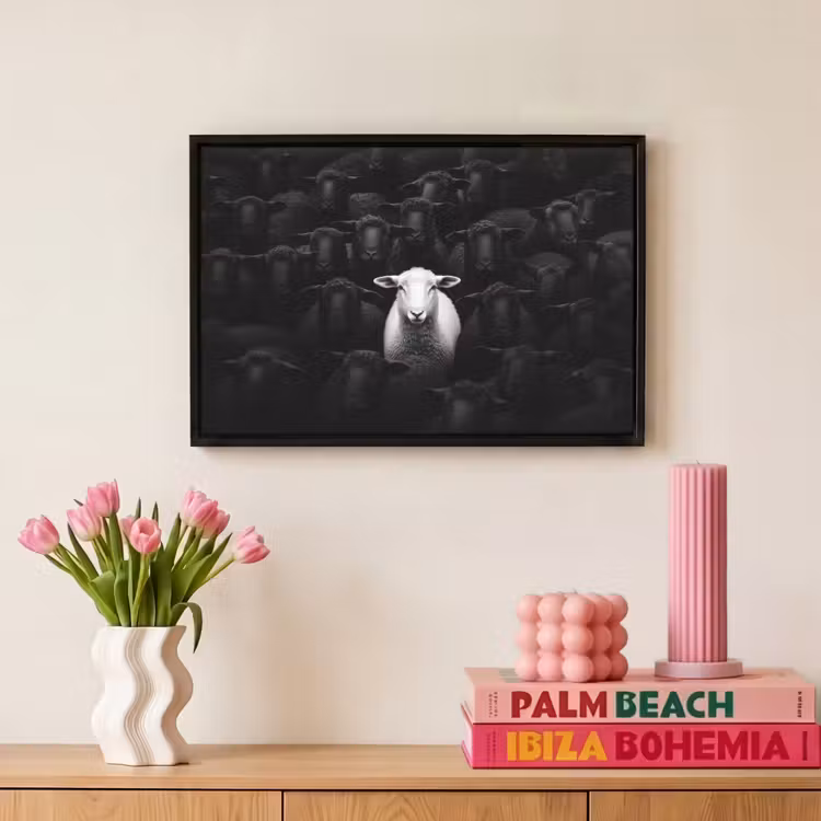 Canvas met lijst - Schapen - Wit - Duisternis — 8