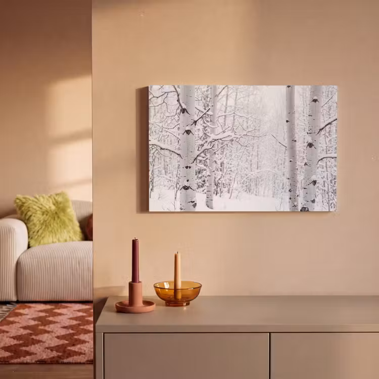 Canvas schilderij - Berkenbomen - Sneeuw - Winter - Bos - Wit — 2