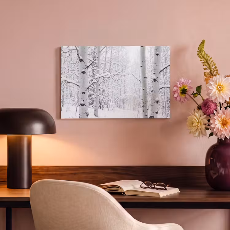 Canvas schilderij - Berkenbomen - Sneeuw - Winter - Bos - Wit — 4