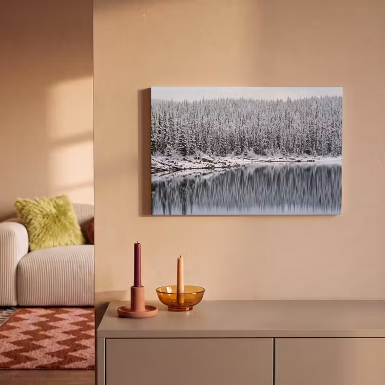 Canvas schilderij - Bos - Reflectie - Meer - Winter - Serene — 2