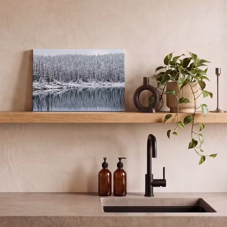 Canvas schilderij - Bos - Reflectie - Meer - Winter - Serene — 3