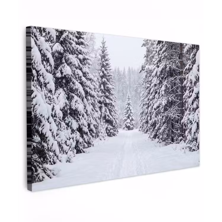 Canvas schilderij - Bos - Winter - Sneeuw - Pad - Natuur — 1
