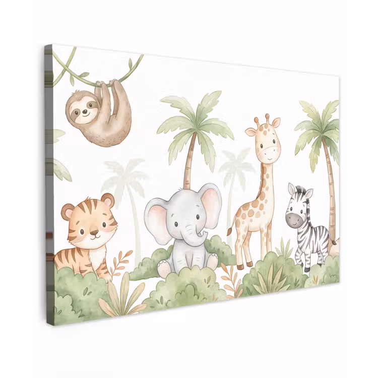 Canvas schilderij - Dieren - Jungle - Pastel — 1