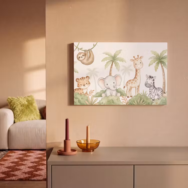 Canvas schilderij - Dieren - Jungle - Pastel — 2
