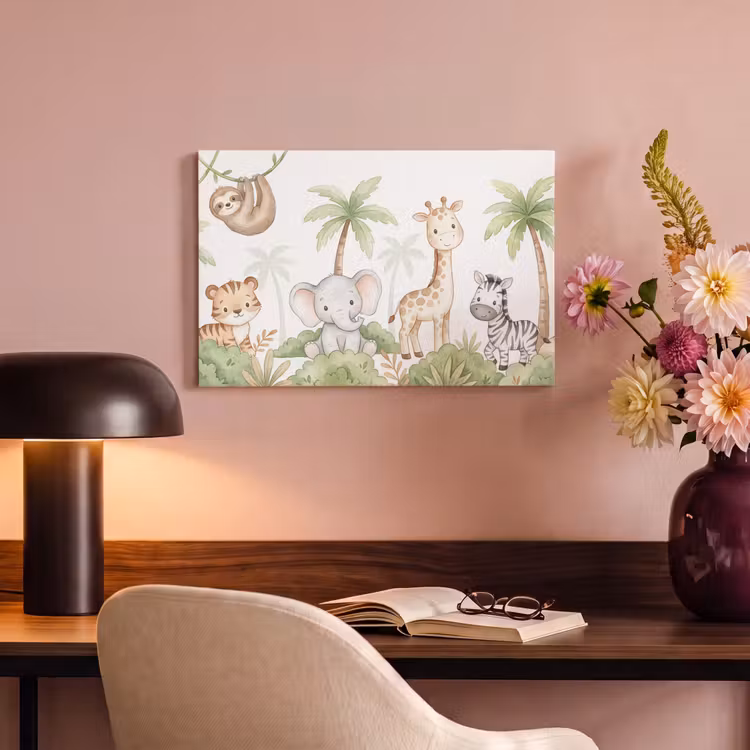 Canvas schilderij - Dieren - Jungle - Pastel — 4