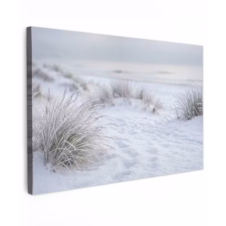 Canvas schilderij - Duinen - Sneeuw - Strand - Winter - Serene — 1