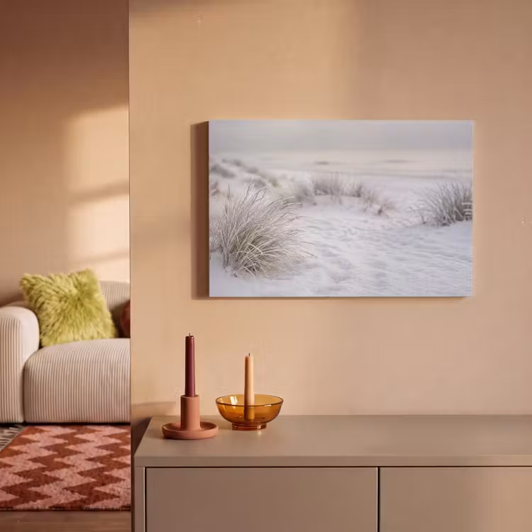 Canvas schilderij - Duinen - Sneeuw - Strand - Winter - Serene — 2