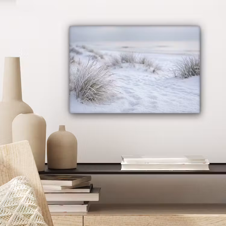 Canvas schilderij - Duinen - Sneeuw - Strand - Winter - Serene — 5