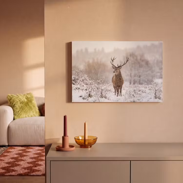 Canvas schilderij - Edelhert - Bos - Sneeuw - Winter - Majestueus — 2
