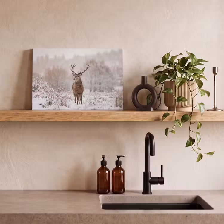 Canvas schilderij - Edelhert - Bos - Sneeuw - Winter - Majestueus — 3