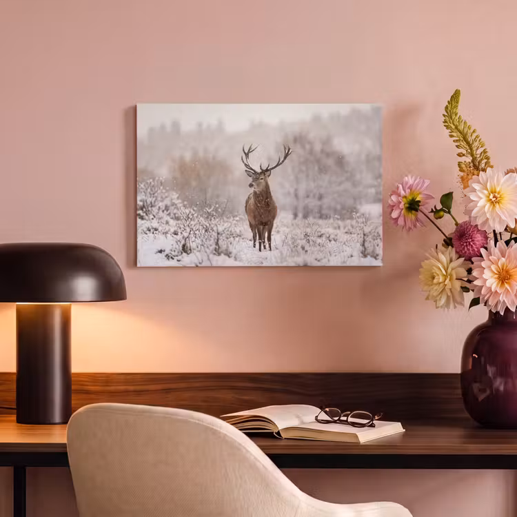 Canvas schilderij - Edelhert - Bos - Sneeuw - Winter - Majestueus — 4