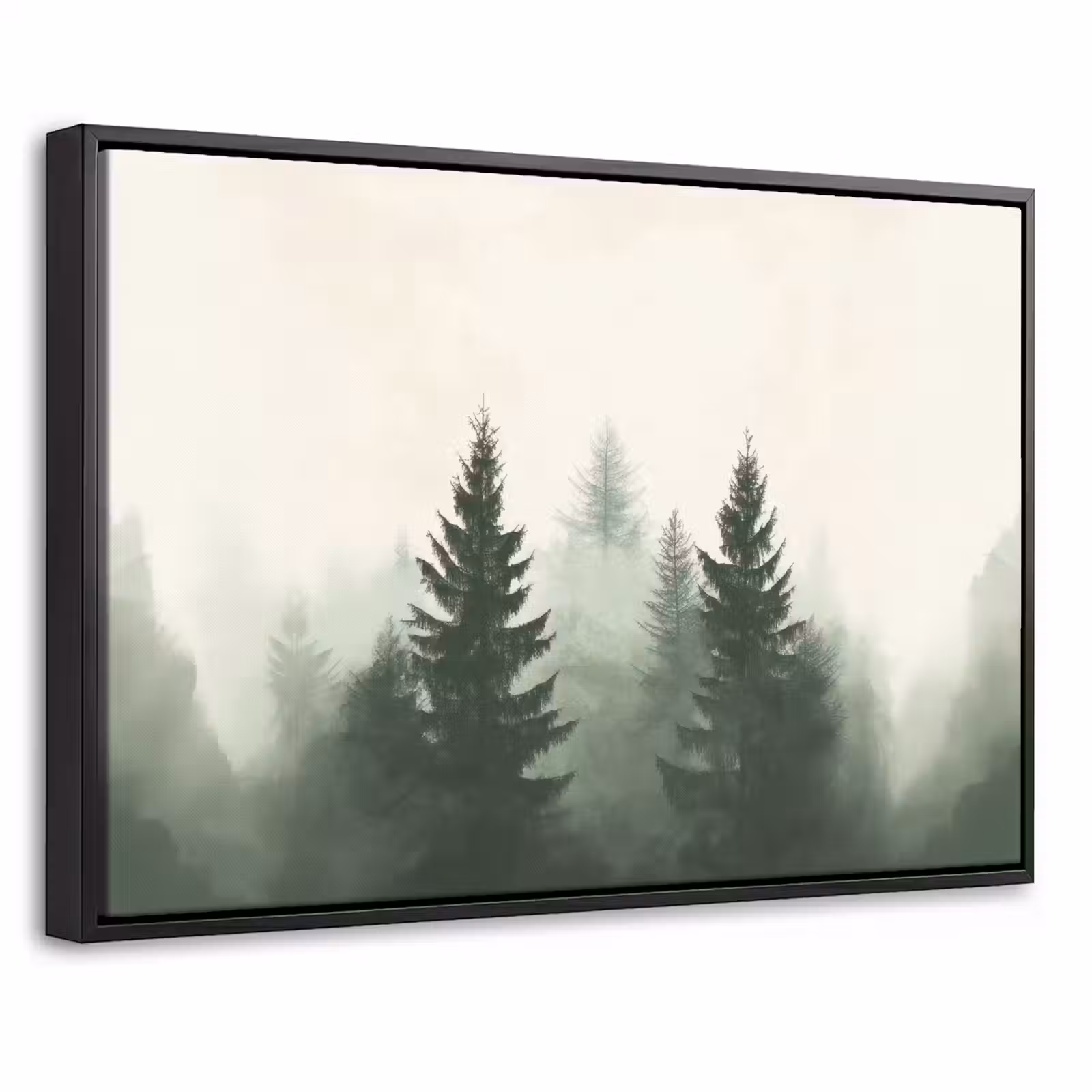 Canvas met lijst - Sparren - Bomen - Groen - Beige — 1