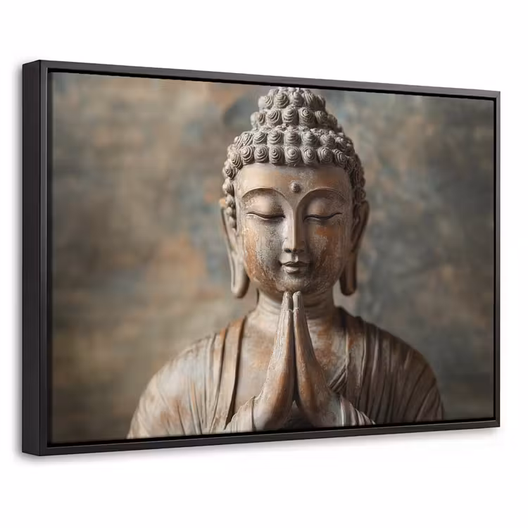 Canvas met lijst - Boedha - Beeld - Bruin - Rust — 1