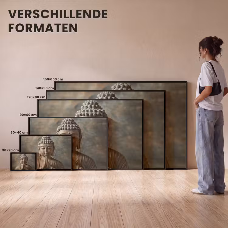 Canvas met lijst - Boedha - Beeld - Bruin - Rust — 7