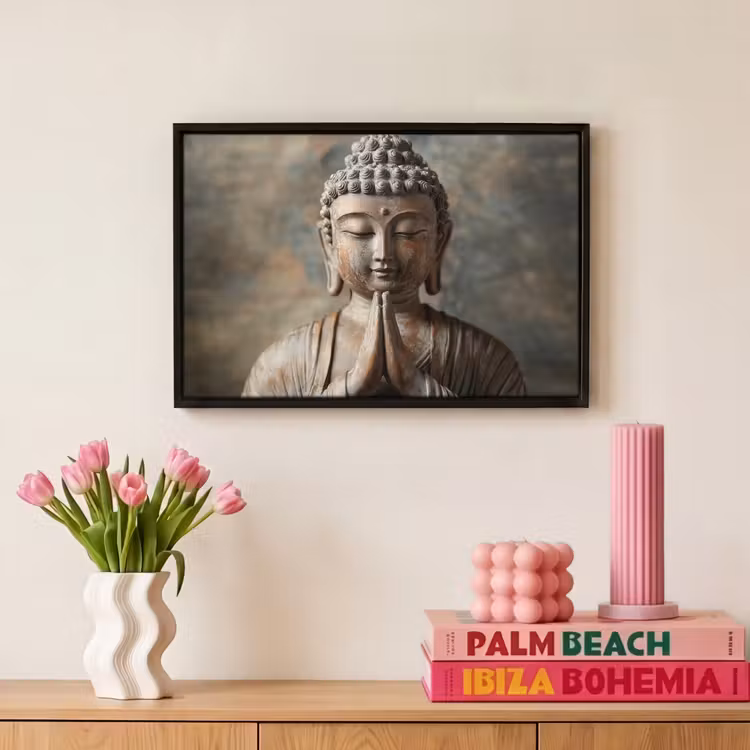 Canvas met lijst - Boedha - Beeld - Bruin - Rust — 8